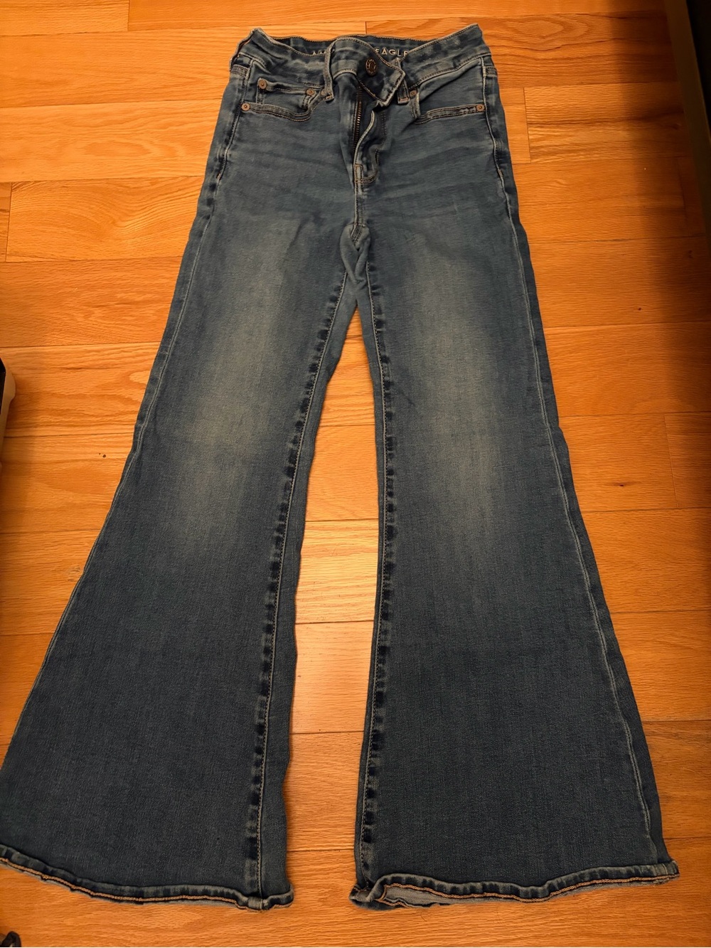 American Eagle Outfitters Blue Flare Wide-Leg Jeans